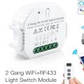 Tuya Mini Switch 2 Channels Smart WiFi + RF433 with Remote Control. 