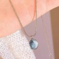Sale】Moonstone Aquamarine Necklace Women's Light Luxury Niche Clavicle Chain Snake Bone Thin Woolen Chain 2023 New Fashion. 