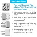 US Plug Adapter EU/UK/AU to USA (Type B), Charger Converter White. 