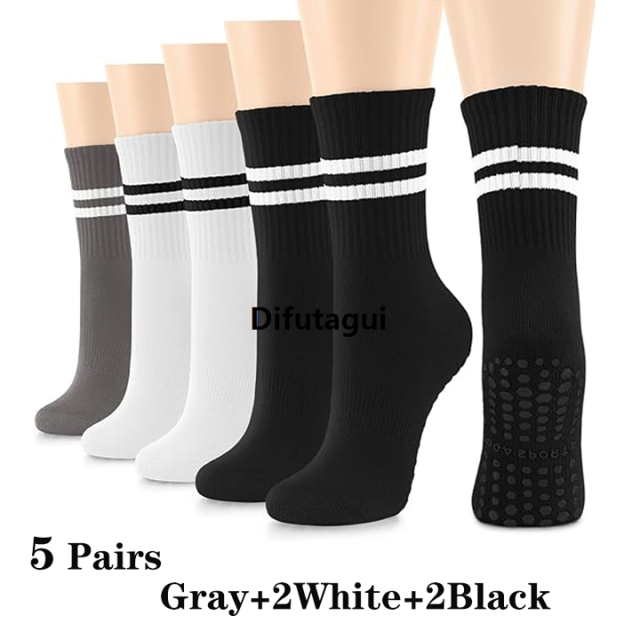Difutagui%205%20Pairs%20Pilates%20Socks%20for%20Women%20Yoga%20Socks%20Pure%20Cotton%20Non%20Slip%20Silicone%20Fashion%20Grips%20Indoor%20Sport%20Fitness%20Pilates%20Yoga%20Gym%20Dance%20Socks%20-%20Image%203