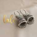 Lali by Maya Kashmiri Viral Silver Jhumka Earrings l Antique Silver Long Tassel Earrings with Emerald Green Stone l Traditional Ethnic Fashion. 