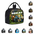 New Large Capicity Roblox Lunch Bag Anime Figure Thermal Children Lunch Box Bag Portable Cartoon Meal Bag Student Worker. 