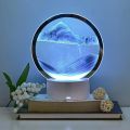 Moving Sand Art Picture,3D Deep Sea Sandscape in Motion Display Flowing Sand Frame Flowing,Round Glass Grit Photo Hourglass. 