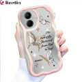 Jizetin for Realme C33 Back Cover Golden Butterfly Cream Wavy Edge Soft Silicone Phone Case. 