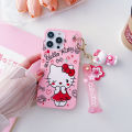 Hello Kitty Casing iPhone 16 Plus 16 15 Pro Max 15 Pro Phone Case iPhone 15 Plus 15 14 Pro Max 14 Pro Phone Cover Cartoon Hello Kitty 3D Dolls with Strap Lanyard. 