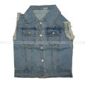 Blue Solid Half Denim Jacket For Boys. 