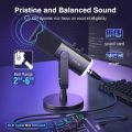 FIFINE AmpliGame AM8 USB/XLR Dynamic Microphone With RGB Light, Mute Button, Headphones Jack, Desktop Stand For Podcasting, Voice-Over, Gaming. 