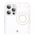 Phone Case Built-In Selfie Ring Light For iPhone 12 Pro Max, LED Illuminated Selfie Light Up Luminous Flashlight Cellphone Case Cover For iPhone 12 Pro Max (White). 