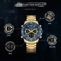 NAVIFORCE NF9189 Stainless Steel Dual Movement Digital Analog Dark Night Display Quartz Watch For Men. 