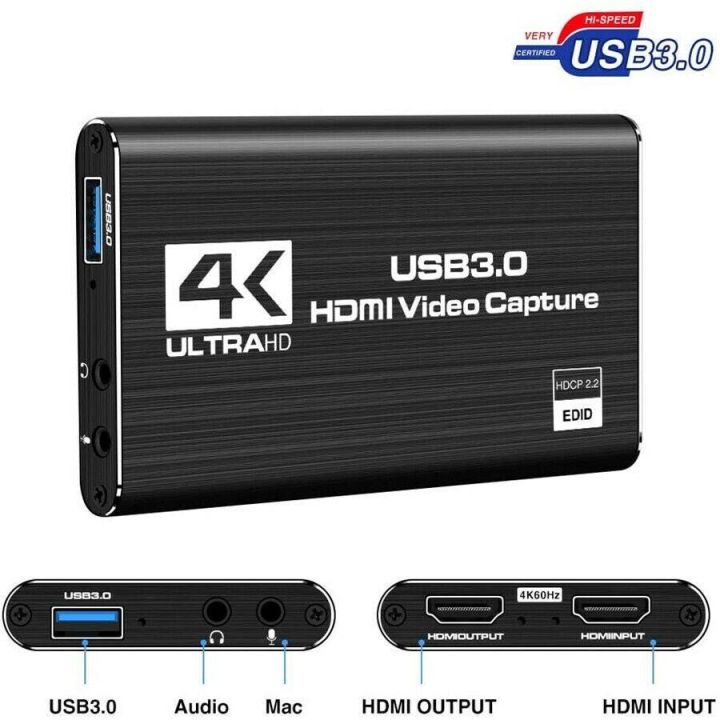 Video Capture Card 4K-2K HDMI to USB 3.0 1080P 60 FPS Live Streaming Video Recording studio