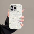 Little Fresh Blue Flower Puppy Graffiti Cover Compatible for IPhone 15 11 14 13 12 Pro Max 7Plus XR XS Max X 7 8 Plus SE Macron Plating Metal Lens Case. 