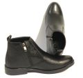 Black Zip Leather Boots For Men. 