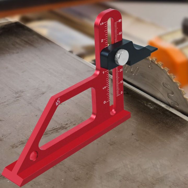 Woodworking Table Saw Depth Gauge – Adjustable Metric/Inch Router Table Height Measuring Ruler, Aluminum Alloy (Red)