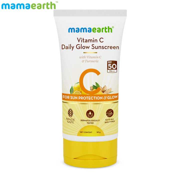 mamaearth Vitamin C Daily Glow Sunscreen with Vitamin C & Turmeric for Sun Protection & Glow - 50 g