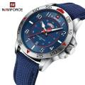 NaviForce NF9204 Stylish Day Date Display Nylon Strap Watch For Men -  Blue. 