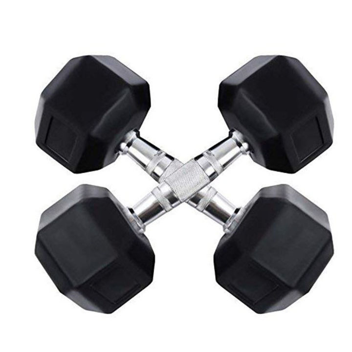 10 Kg Rubber Hex Dumbbells (Pair) Set Of 2 Hex Rubber Dumbbells' With Metal Handles, Pair Of 2 Heavy Dumbbells Dumbbell 10 kg each , Total 20 Kg