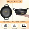 25cm Cast Iron Kadai Wok Set (2 Pcs) | Pre-Seasoned Nonstick Fry Pan with Lid | Flat Bottom for Induction, Gas & Electric Stoves. 