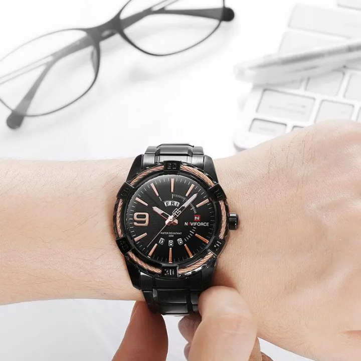 NAVIFORCE%20%20Nf9117%20Luxury%20Stainless%20Steel%20Watch%20For%20Men%20-%20Black/Rosegold%20-%20Image%203