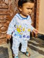 Thailand Made Pure cotton Pajama Set For Baby Girl Home Suit For Summer. 
