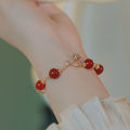 Korean Style Light Luxury Rose Charm Bracelets Fashion Chain Romantic Red Beads Rhinestone Bangle For Women Wedding Jewelry Gift Cologo. 