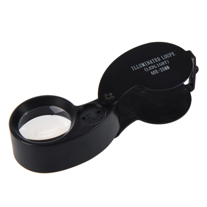40x 25mm Eyes Optical Glass Loupe Magnifier Magnifying LED Light