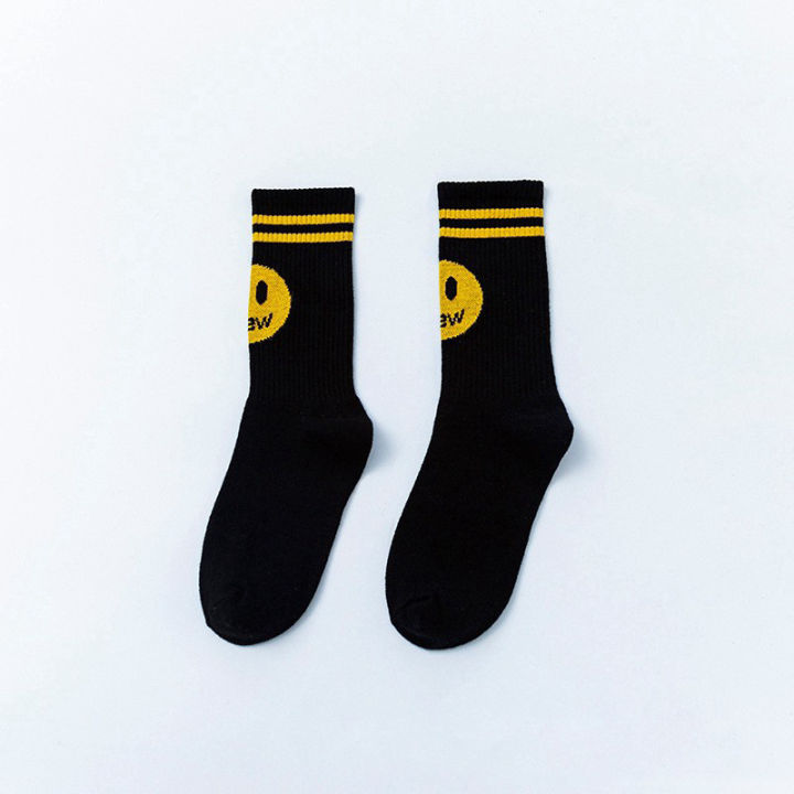Spunky Addons Trendy Korean Drew Socks Iconic Socks Drew House Smiley Face Socks