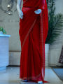 Sarawaski Worked Border Saree in Red Color. 