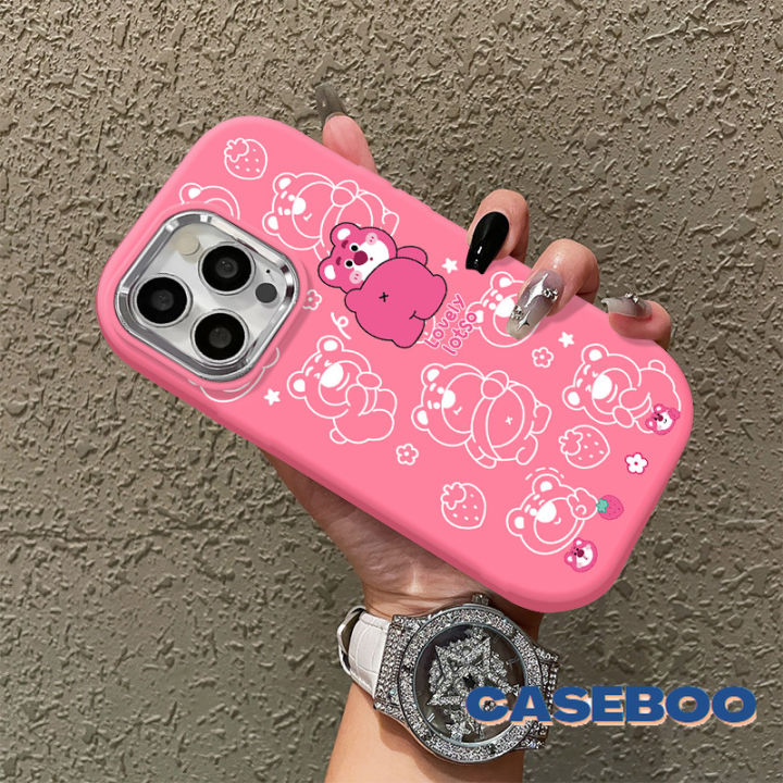 Luxury%20Macaron%20Candy%20Color%20Plating%20Metal%20Lens%20Casing%20Compatible%20for%20IPhone%207Plus%2014%2011%2013%2015%2012%20Pro%20Max%20XR%208%207%20Plus%20XS%20Max%20X%20SE%202020%20Cartoon%20Cute%20Strawberry%20Bear%20Lotso%20Couples%20Cover%20-%20Image%203