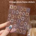 Vintage Photo Frame Border Boho 5D Soft Embossed Reliefs Self Adhesive Nail Art Decorations Stickers 3D Nail Decals Runrui. 