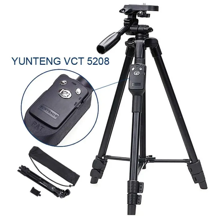 Yunteng%205208%20Aluminum%20Light%20Weight%20Tripod%20With%20Bluetooth%20Remote%20For%20Smartphone%20-%20Image%202