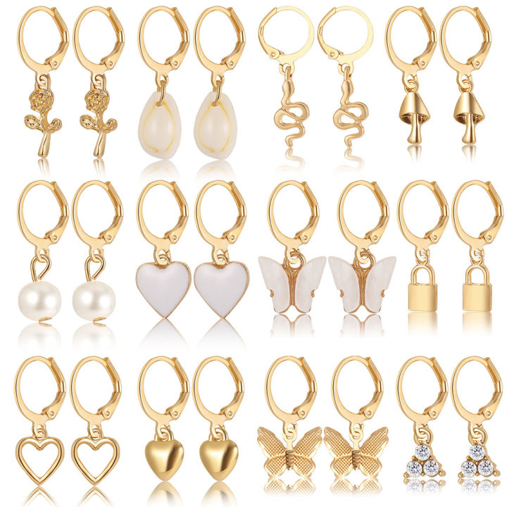 Gift%20Jewelry%20Stud%20Earrings%20Zircon%20Earrings%20Pearl%20Simia%20Wave%20Women's%20Set%20Earrings%20Simia%20Wave%2024%20Pieces%20Large%20Circle%20Ring%20Gold%20Vintage%20Heart%20-%20Image%206