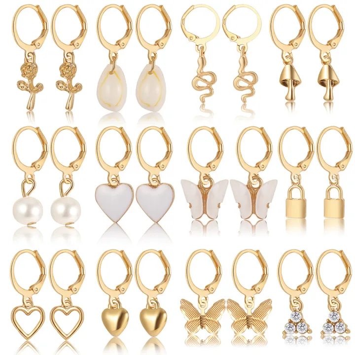 Gift%20Jewelry%20Stud%20Earrings%20Zircon%20Earrings%20Pearl%20Simia%20Wave%20Women's%20Set%20Earrings%20Simia%20Wave%2024%20Pieces%20Large%20Circle%20Ring%20Gold%20Vintage%20Heart%20-%20Image%206