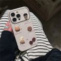 100%new celebrity trend+In stock+COD Korean INS Cartoon 3D Bear Cookies Stickers Big Lens Frame Case for iPhone 15 14 13 11 Pro Max Plus Back Cover for 12 Pro Max. 