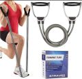 STRAUSS Double Toning Tube | Resistance Band for Exercise & Stretching |Home Gym Equipment for Men and Women |Resistance Tube for Strength Training | Exercise Equipment for Indoor and Outdoor Use. 