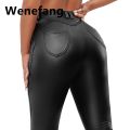 Wenefang Fashion Faux Leather Pants Women High Waist Pu Leggings Thin Velvet Original Trousers with Pockets Autumn Winter Female Clothing New. 
