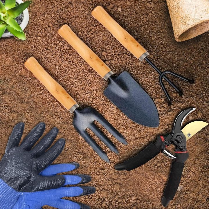 Plantora Gardening Essentials Kit – Trowel, Garden Fork, Cultivator, Cutter & Gloves – Premium Home Garden Tools Set for Everyday Use