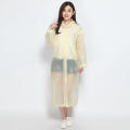 EVA Transparent Polka Dot Print Hooded Front Button Raincoat. 