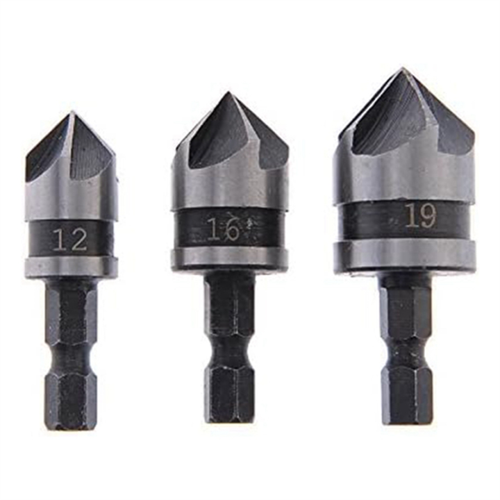 3%20PCS%201/4Inch%20Hex%2012/16/19mm%20Countersink%20Bore%20Set%20For%20Wood%20Metal%20Quick%20Change%20Bit%20Easy%20To%20Use%20-%20Image%203