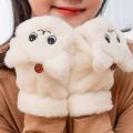 Winter Rabbit Knit Mittens Plush Fingerless Gloves Flip Half Finger Driving Glove Winter Warm Thick Gloves for Women Girl. 