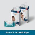 MumBuds American UltraThin Baby Diaper Small 42Pcs Pack of 2 with Wipes. 