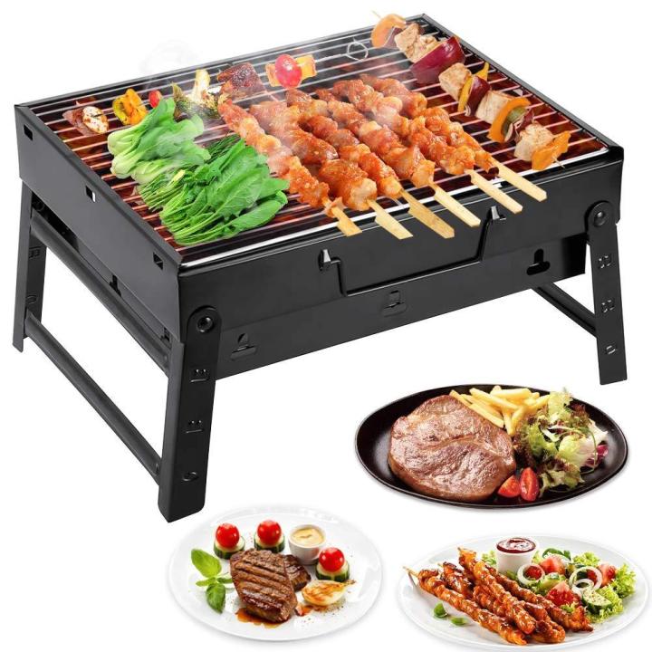 Barbecue Grills Portable Folding Charcoal Grill For Picnic Black Steel Collapsible Barbecue Oven Household BBQ Grill