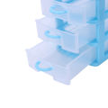 fasdaga 2 Pcs 3 Layers Mini Translucent Drawer Type Plastic Storage Box, Rose Red & Blue. 