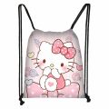 New Sanrio Hello Kitty Cartoon Cute Drawstring Pocket Large Capacity Convenient Storage Bag for Elementary School Students. 
