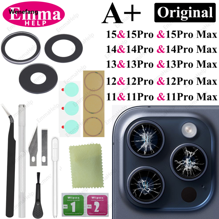 Wenefang%201set%20Original%20Back%20Camera%20Glass%20Lens%20for%20iPhone%2014%2011%2012%2013%20Profesional%20Pro%20Max%2015%20Plus%20mini%20with%20Adhesive%20Repair%20Tools%20Cleaning%20-%20Image%203
