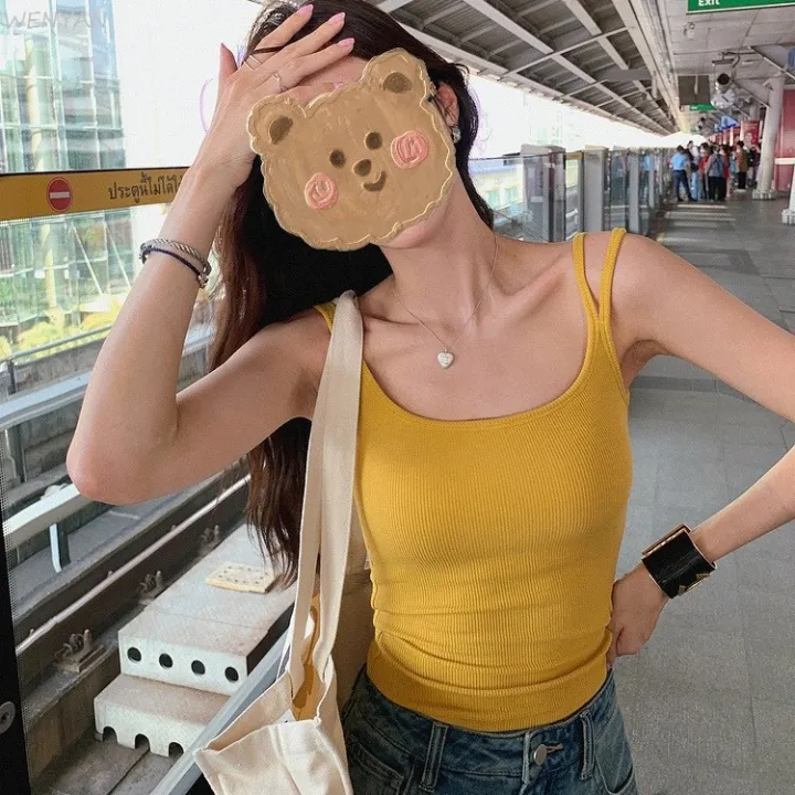 WENYAN%20Bing%20Summer%20Korean%20style%20double%20shoulder%20strap%20camisole%20women's%20slim%20fit%20versatile%20underwear%20with%20chest%20pads%20beautiful%20back%20top%20trendy%20-%20Image%204