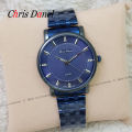 Chris Danel (CD) Luxury Men Casual Design Round Dial Quartz Stainless Steel Watch - Blue. 