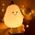 Pear Shape Silicone Night Light, LED Night Light Baby with 7 Light Changes, USB Charging, Mini Table Lamp, LED Bedside Lamp, Children's Touch Lamp for Children, Baby, Bedroom, Sleeping. 