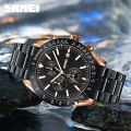 SKMEI 9253 Men's Top Luxury Chronograph Multifunction Stainless Steel Quartz Movement Watch - RoseGold. 