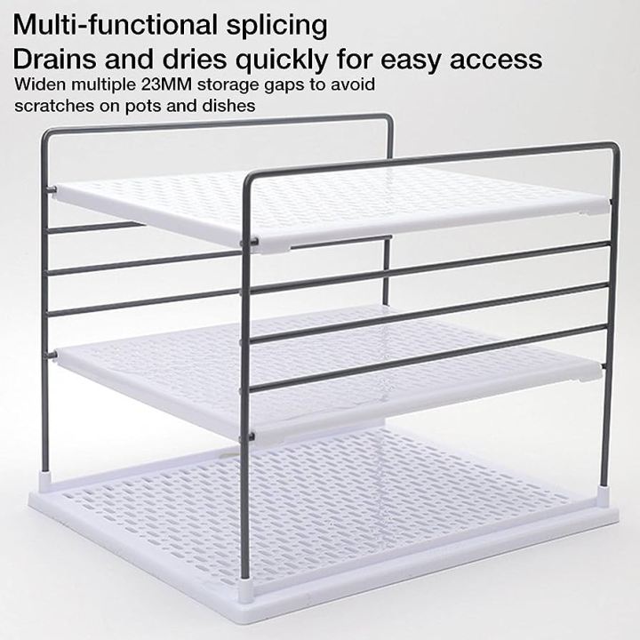 3-Step Folding Storage Rack Storage Box Wrap Holder for Plastic Box