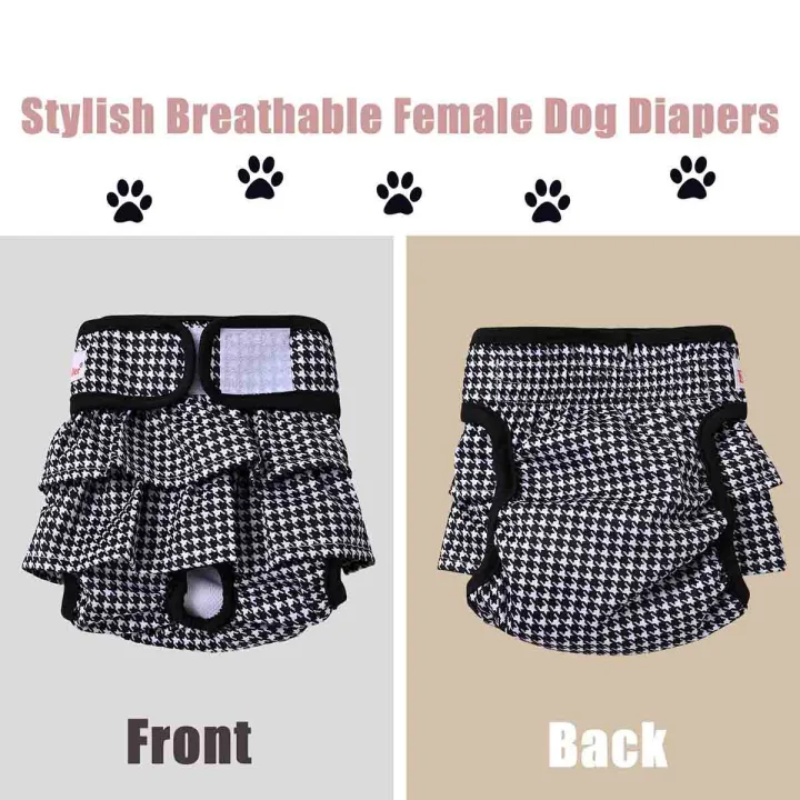 Washable%20Female%20Dog%20Diaper%20Cute%20Houndstooth%20Dress%20Short%20Underware%20Belly%20Bands%20Reusable%20Pet%20Panties%20Sanitary%20Pant%20Diapers%20-%20Image%203